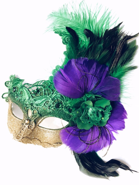 Carnival Purple Green Gold+feathers G F Eye Masks Unisex Carnival Purple Green Gold+feathers G F Eye Masks Unisex