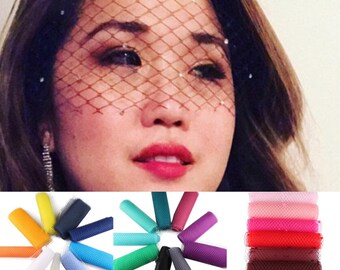 Máscara de velo fascinador para mujer con cristales