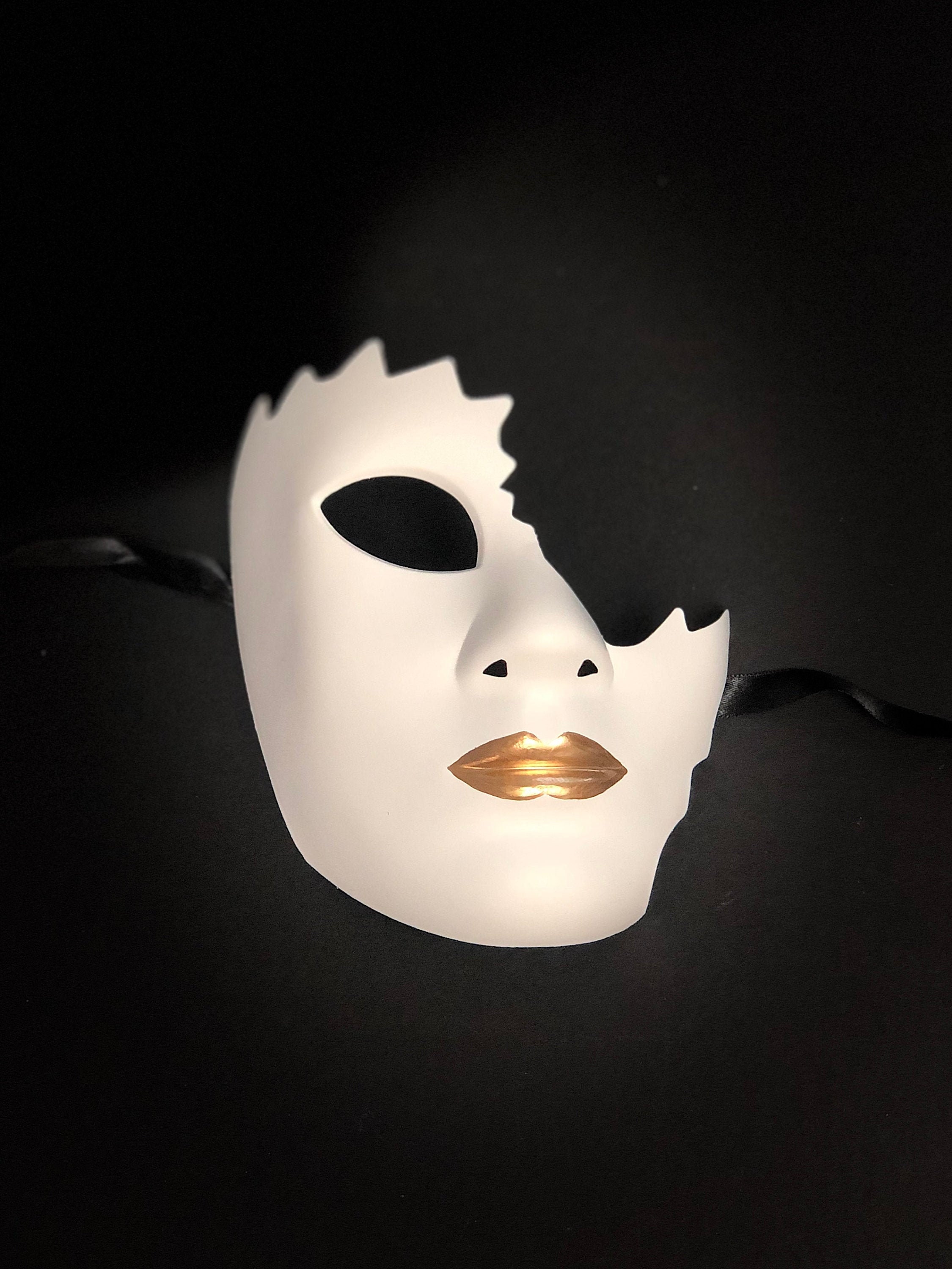 Masquerade Mask Full Face Cover Mask GOLD LIP Half Face Mask Etsy
