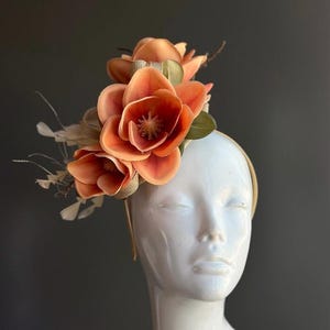 Burnt Orange Fascinator Hat for Kentucky Derby Horse Race Hat for women