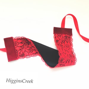 Red Blindfold lace mask, Valentine's day gift blindfold mask, sexy valentine's day gifts, See & Non See through blindfolded lace masks