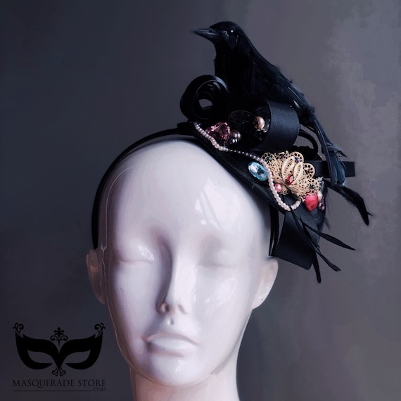 Crow Trinkets Fascinator Hat, Halloween Crow Fascinator  display picture 1
