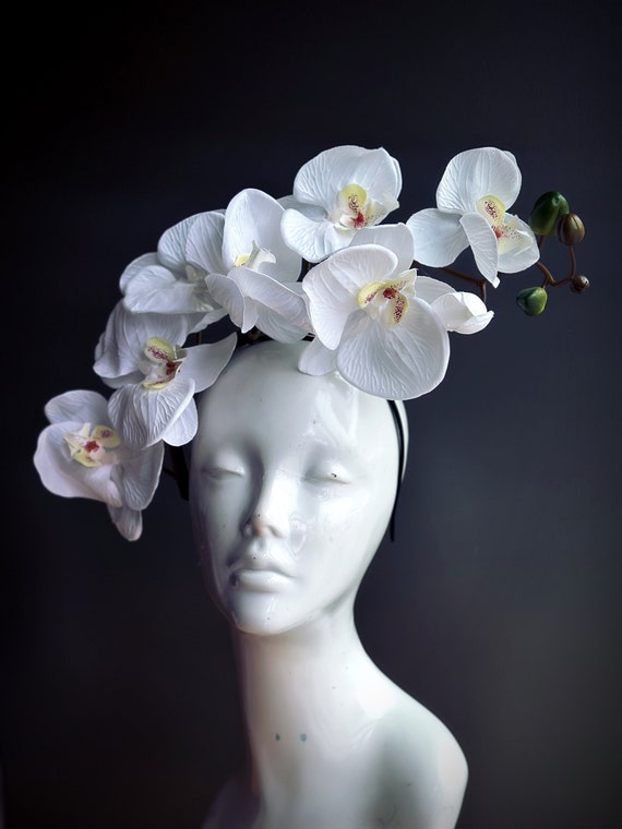 White Floral Fascinator Hat Women Orchid Hat Derby Hats  display picture 2