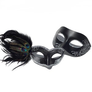 Couples Gold/Black Shimmer, Women&#39;s Peacock Feather Mask, Mens  Shimmer Mask, Couples Prom Mask, Wedding Masquerade Mask