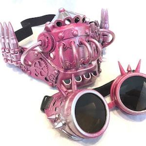 Cosplay Respirator Gas Mask with Tubes Spikes, Steampunk Mask, Steampunk Gas Mask Goggles, Distressed Steampunk