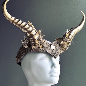Gold Animal Horn Headpiece, Horn Headband, Woodland Creature, Forest Animal Horns, Photoshoot Prop, Animal Costume, image 4