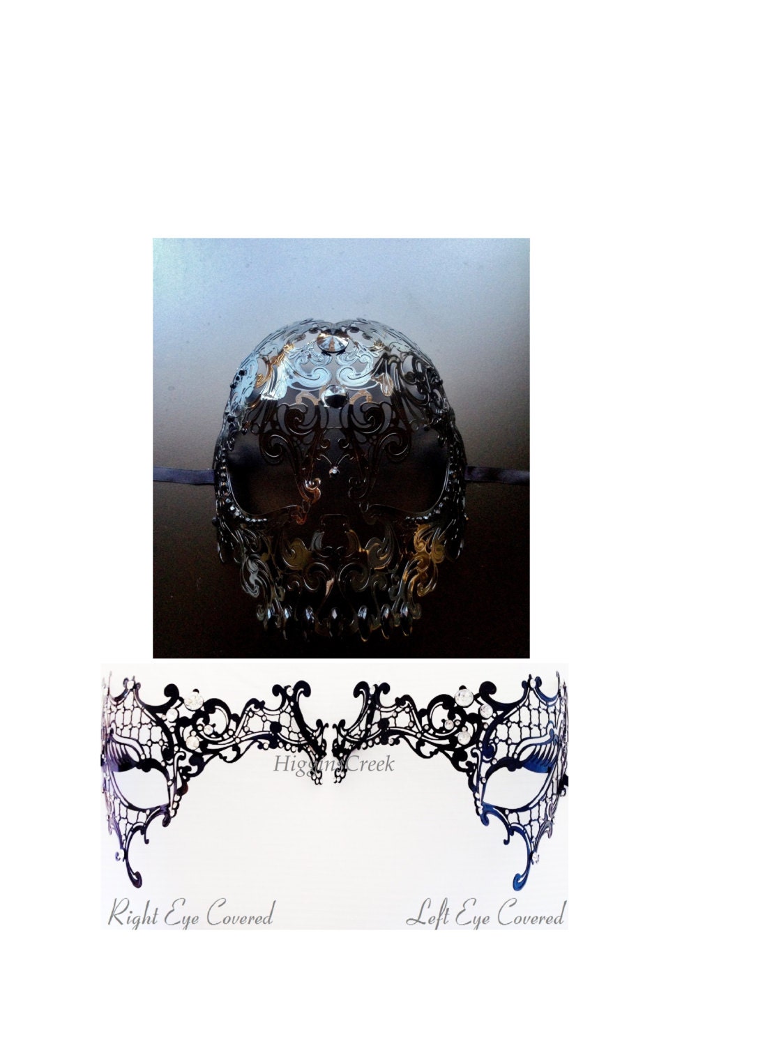 Black Masquerade Couples Masks Black Half Face Metal Mask Etsy