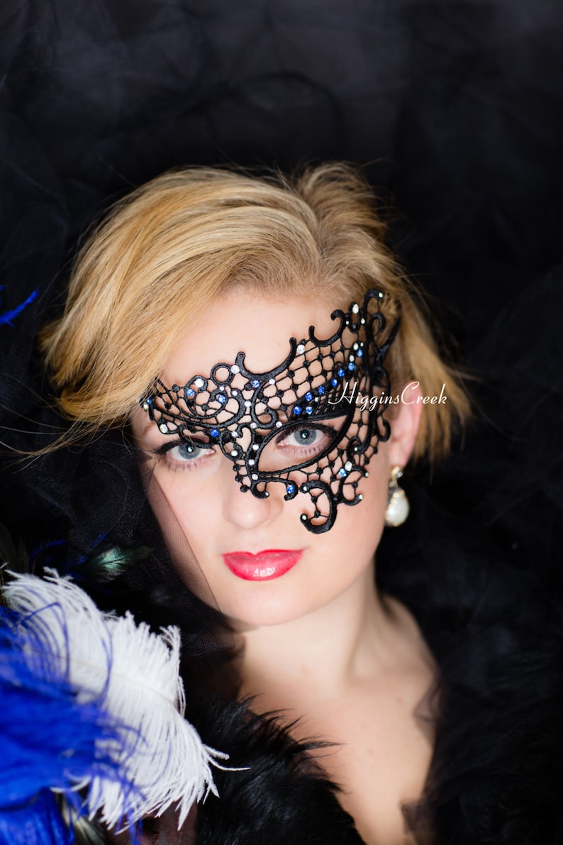 Black Lace Mask Masquerade Ball Mask Woman Half Face With Etsy