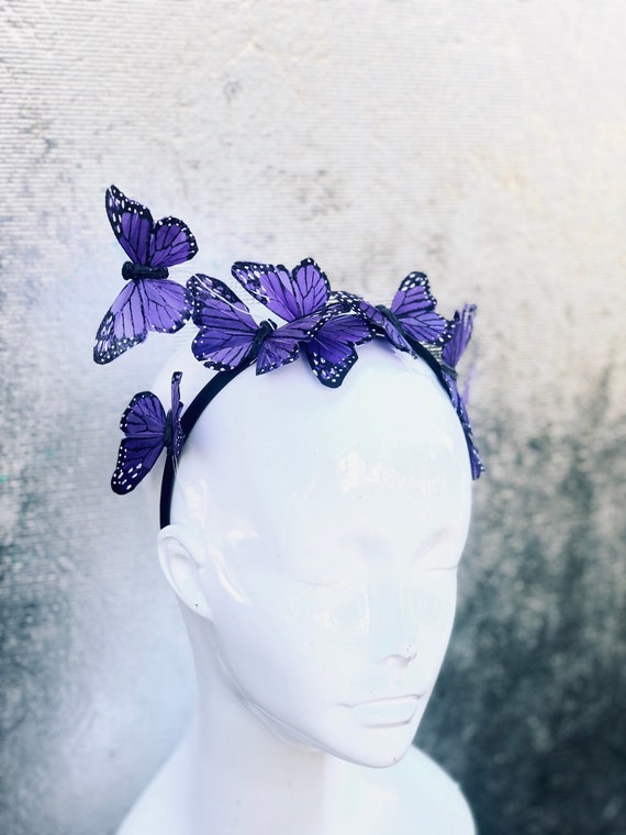 Elegant Butterfly Fascinator Headband Feather Flower Tea Party Hat Boho Light Pink Butterfly Fascinator Butterfly Hat Tea Party Hat  main image 4