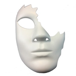 DIY MASK blank masks Cracked Face / Half Face, Blank masks for do it yourself projects, Adult white plain masks