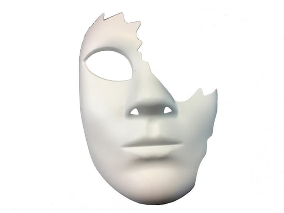DIY Blank White Mask Base Cracked Face/ Half Face, Masques blancs pour le  faire vous-même projets pour Halloween, Masques blancs adultes plaine -   France