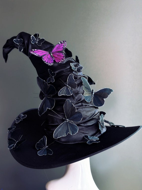 Adult Halloween Witch Costume Black Pointy Wide Brim Witch Hat