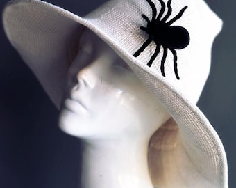 Halloween Costumes - White witch hat with Spider - Fun witch Hat