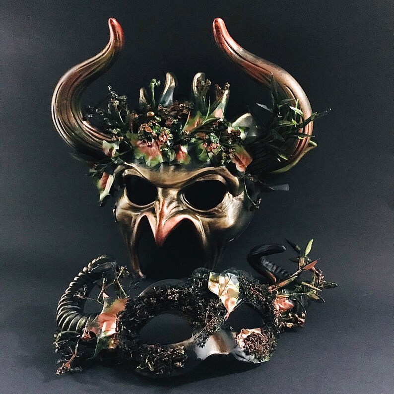 Masquerade Mask Couples Horn Masks woodland Animal Mask Etsy