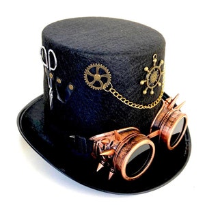Steampunk Pilot Hat Captain Hat With Goggles, Nautical Steampunk ...