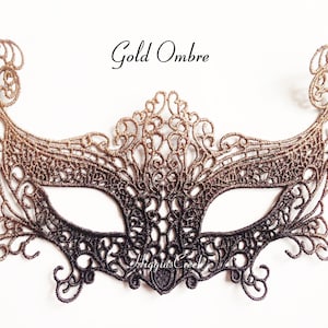 Gold Masks / Lace Mask / Masquerade Mask / Rhinestone mask Costume party women / Mardi Gras / by HigginsCreek