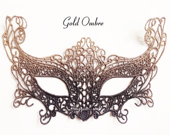 Gold Masks / Lace Mask / Masquerade Mask / Rhinestone mask Costume party women / Mardi Gras / by HigginsCreek