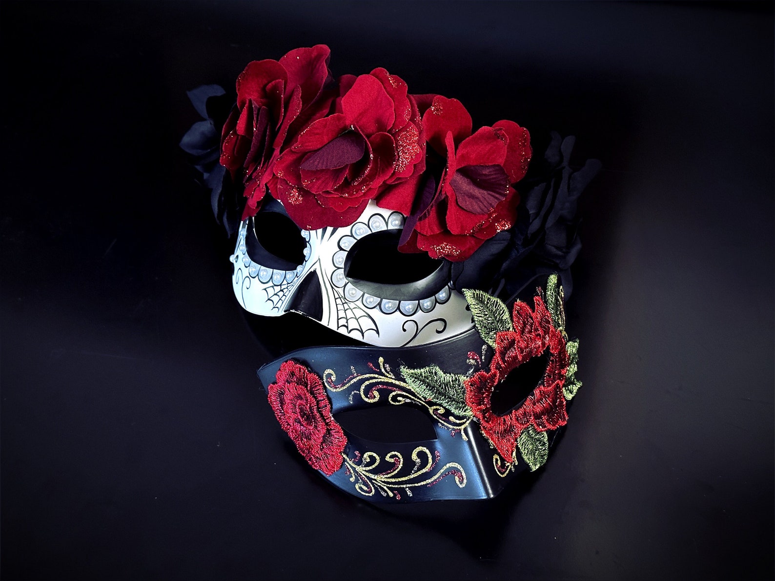 Dia De Los Muertos Mask for Men Red Black Matching Day of the Dead ...