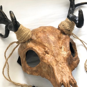 Deer Antler Pagan Ritual Skull Headdress, Samhain Witch Gaelic Festival ...