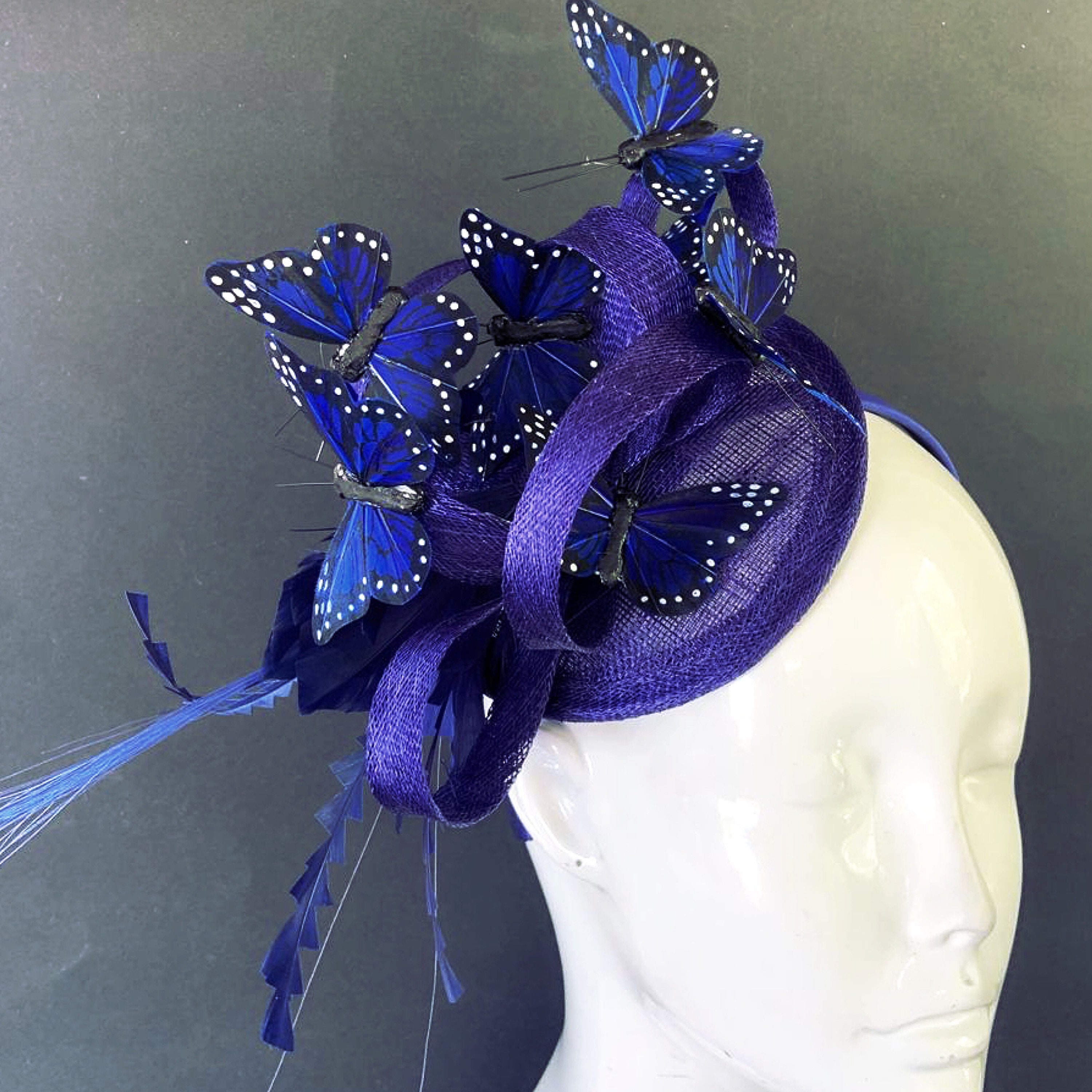 Blue Purple Butterfly Fascinator Hat 