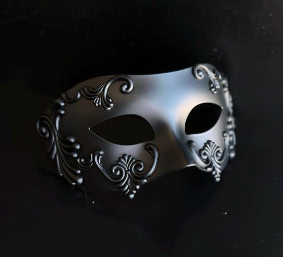 黒い男性用仮面舞踏会マスク 剣闘士 ローマ神 ベネチアスタイル - Etsy