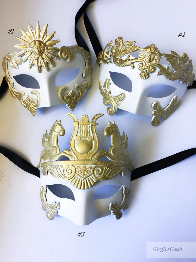 Accessories White Mens Masquerade Mask Warrior Masks Gold White Rustic Theme Wedding Masks Masks Prosthetics