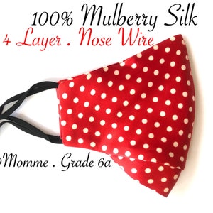 Mulberry Silk Mask 4 layers Nose wire 100% SILK Mask Women's LUXURY SILK satin Face Mask Blush Pink Satin Mask More Colors image 9
