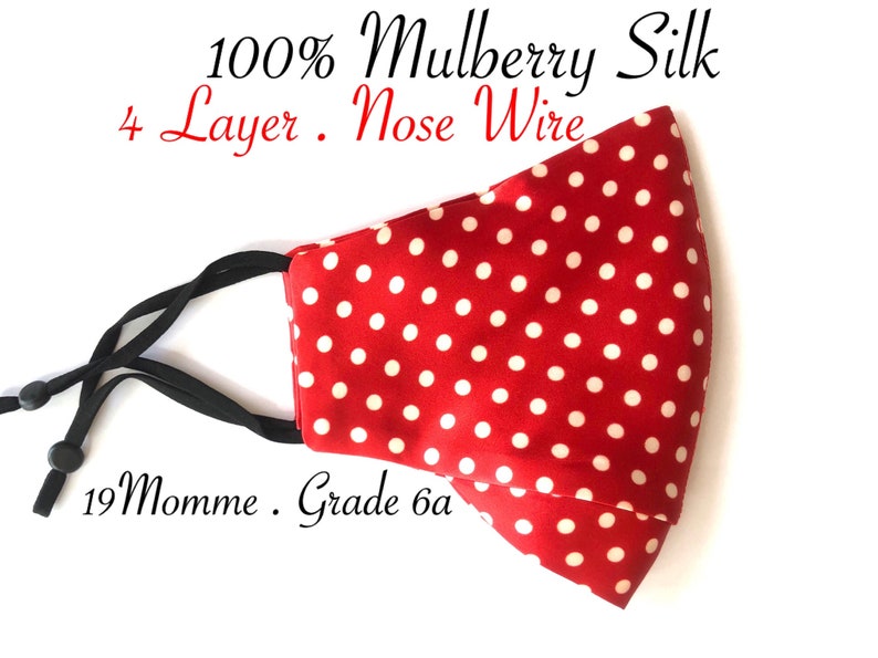 Mulberry Silk Mask 4 layers Nose wire 100% SILK Mask Women's LUXURY SILK satin Face Mask Blush Pink Satin Mask More Colors image 9