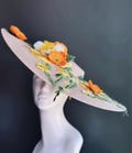 Blush Floral Derby Hat, Oversized Botanical Garden Party Hat, Women\u2019s Spring Occasion Hat, Kentucky Derby Fascinator