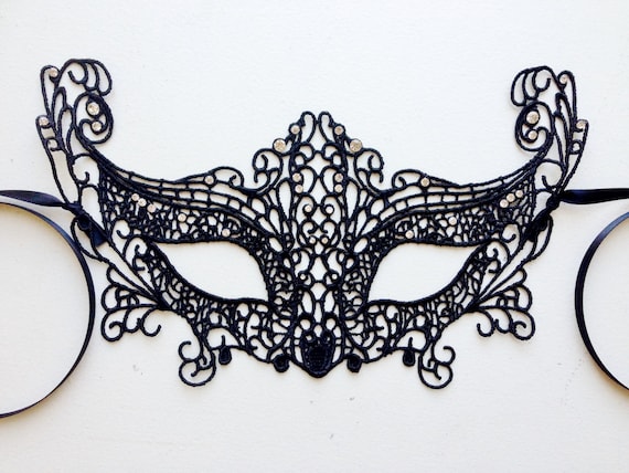 Black Lace Masquerade Mask, Rhinestone Party Mask - Etsy Canada