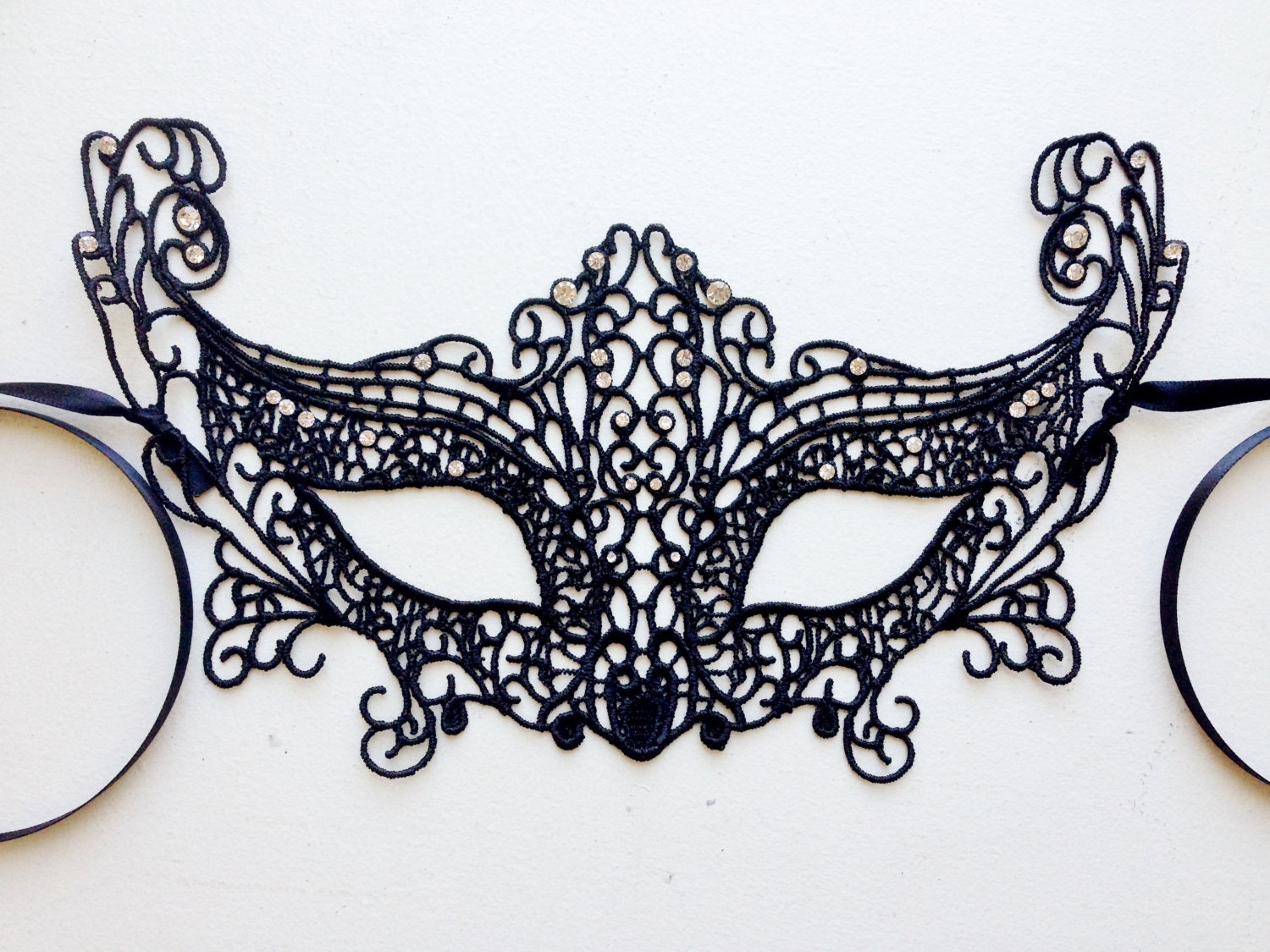 Black Lace Masquerade Mask, Rhinestone Party Mask - Etsy Canada