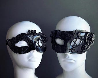Steampunk Couples Masquerade Mask with Mechanical Details