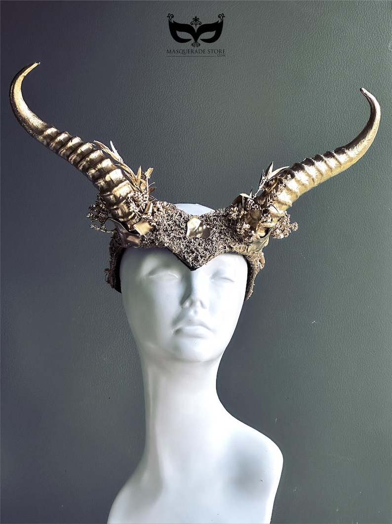 Gold Animal Horn Headpiece, Horn Headband, Woodland Creature, Forest Animal Horns, Photoshoot Prop, Animal Costume, image 1