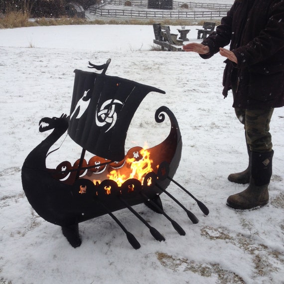 Viking Ship Fire Pit Etsy