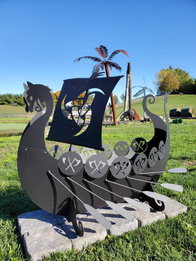 ImagineMetalArt Viking Ship Fire Pit