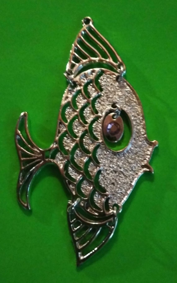 Gorgeous Large 1980's Fish Pendant with Articulate