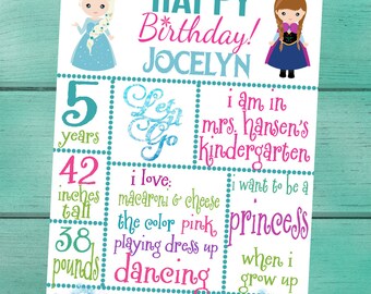 Frozen Party Customized Chalkboard/Whiteboard Birthday/ Back to School/Last Day of School/First Day of School/ Baby Shower/ Photo Prop Sign