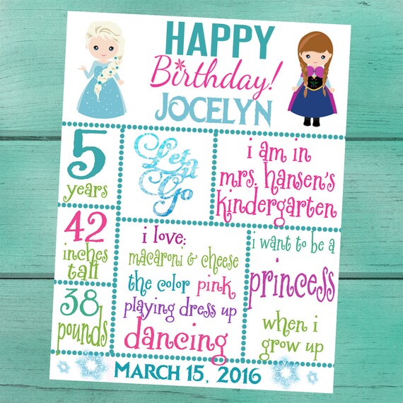 Frozen Party Customized Chalkboard/Whiteboard Birthday/ Back to School/Last Day of School/First Day of School/ Baby Shower/ Photo Prop Sign Il_570xn