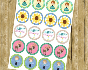 Frozen Fever Anna themed Cupcake Toppers / Party Tags INSTANT DOWNLOAD Printable