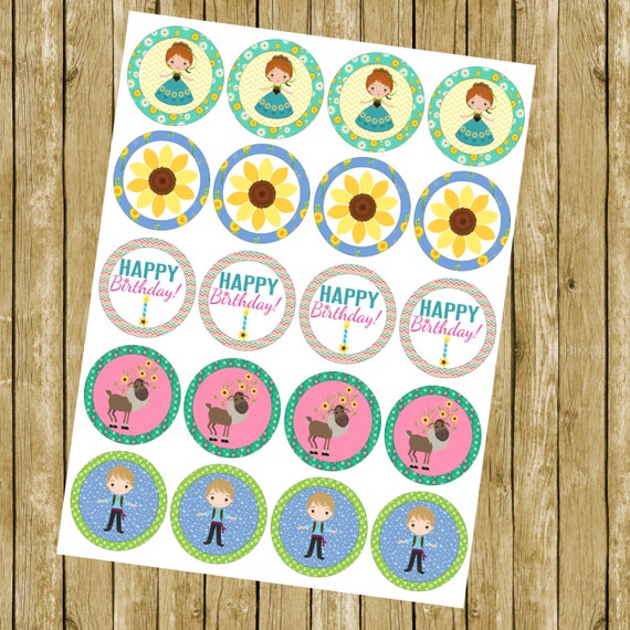 Frozen Fever Anna themed Cupcake Toppers / Party Tags INSTANT DOWNLOAD Printable Il_570xn