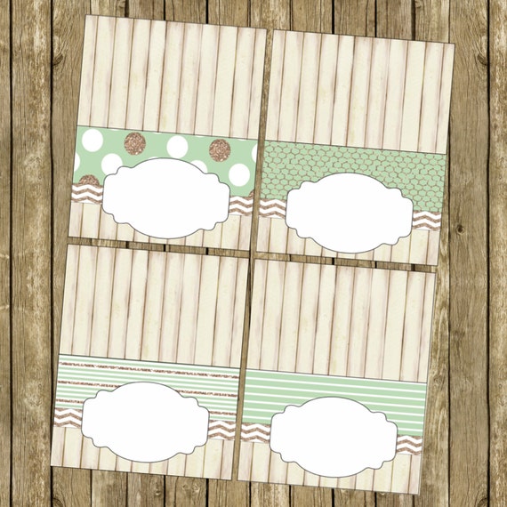 Vintage/Shabby Chic Bridal Shower/Baby Shower Food Tent/Party Labels-Mint/ Turquoise and gold: INSTANT DOWNLOAD Il_570xn