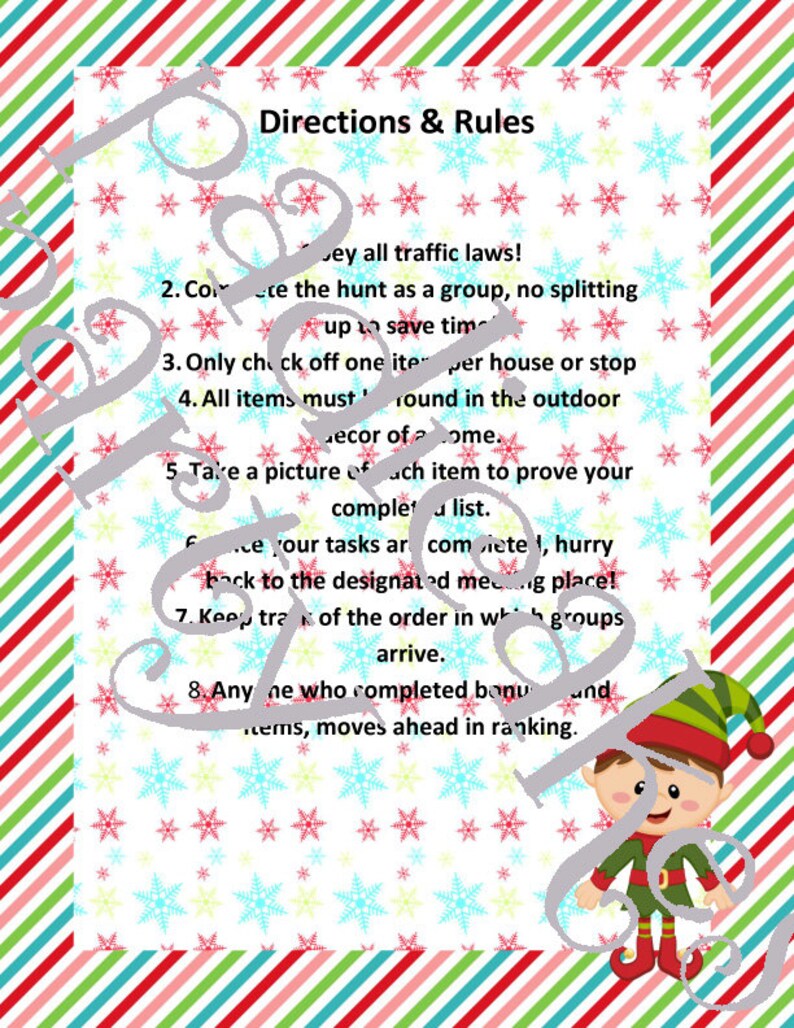 Christmas Light Scavenger Hunt Game | Etsy