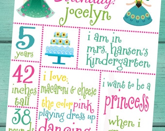 Frozen Fever Customized Chalkboard Birthday Sign/ Back to School/Last Day of School/First Day of School/ Baby Shower/ Photo Prop Sign