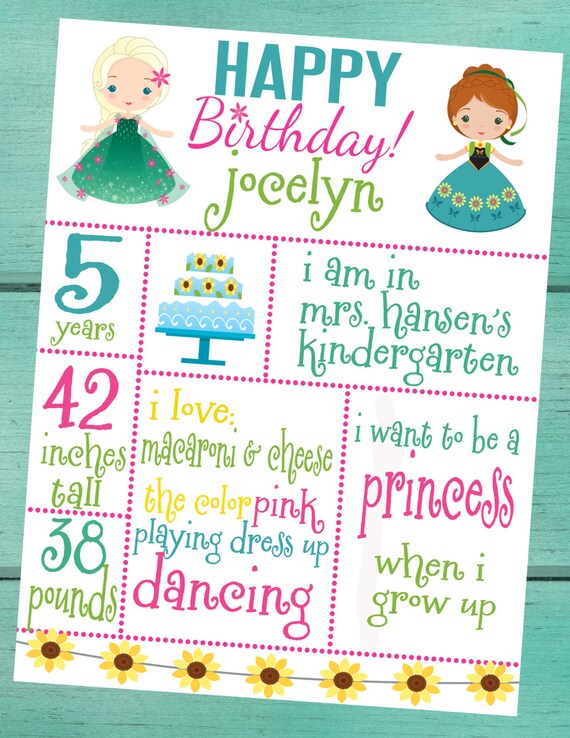 Frozen Fever Customized Chalkboard Birthday Sign/ Back to School/Last Day of School/First Day of School/ Baby Shower/ Photo Prop Sign Il_570xn