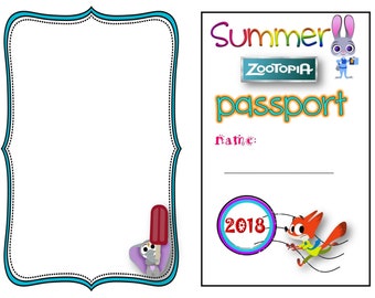 Zootopia Summer Guided Journal/ Vacation Journal/Children's Summer Journal/ summer passport/ kids summer vacation journal- INSTANT DOWNLOAD
