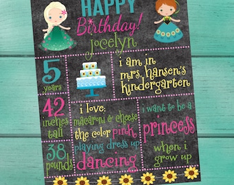 Frozen Fever Customized Chalkboard/Whiteboard Birthday/ Back to School/Last Day of School/First Day of School/ Baby Shower/ Photo Prop Sign