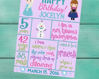 Frozen Party Custom Chalkboard / Whiteboard Birthday / Retour à l’école / Dernier jour d’école / Premier jour d’école / Baby Shower / Panneau d’accessoire photo