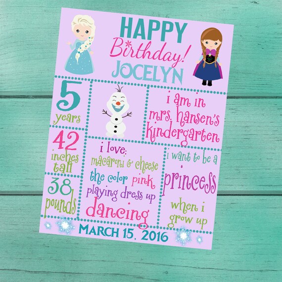 Frozen Party Customized Chalkboard/Whiteboard Birthday/ Back to School/Last Day of School/First Day of School/ Baby Shower/ Photo Prop Sign Il_570xn