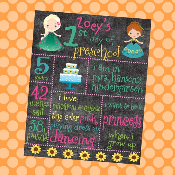 Frozen Fever Customized Chalkboard/Whiteboard Birthday/ Back to School/Last Day of School/First Day of School/ Baby Shower/ Photo Prop Sign Il_570xn