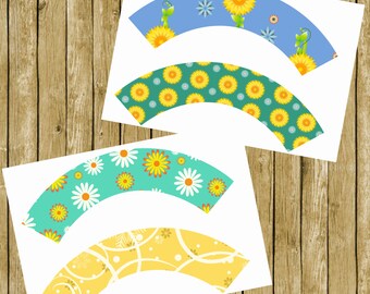 Frozen Fever 4 Cupcake Wrappers in both Anna AND Elsa Themes INSTANT DOWNLOAD
